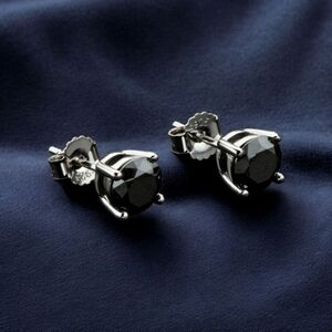 2 CT Moissanite Diamond Black Stud Earrings